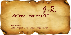 Görbe Radiszló névjegykártya